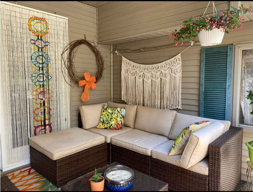 Bead Curtain Chakra Bamboo Beaded Doorway Hand Painted Handmade Bathroom Wall Art Home Decor