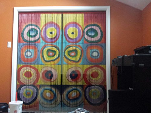 Square Ring Handmade String Bamboo Beaded Doorway Curtains Wooden Hanging Room Vintage Divider Tassel Fringe Squares & Rings Kandinsky